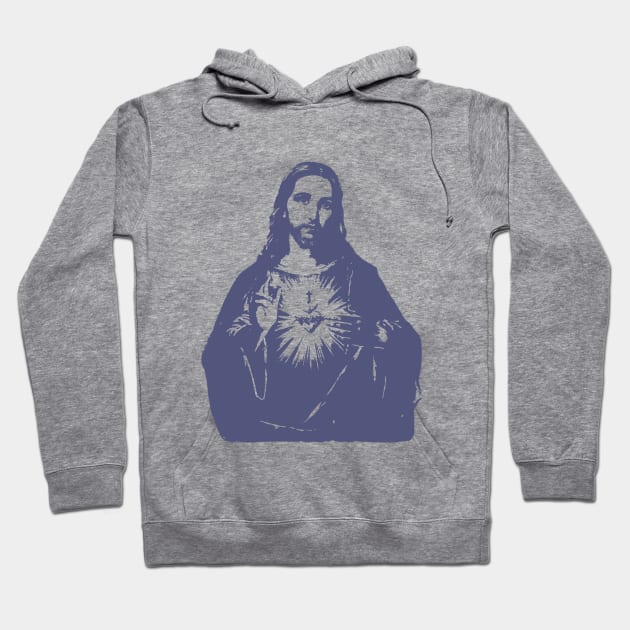 Jesus Monochromatic Purple Image on Light Background Hoodie by Brasilia Catholic